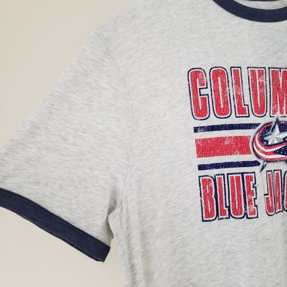 Columbus Blue Jackets T-Shirt Tee Mens XL Heathered Light Gray NHL Big Logo NWT - Picture 4 of 11